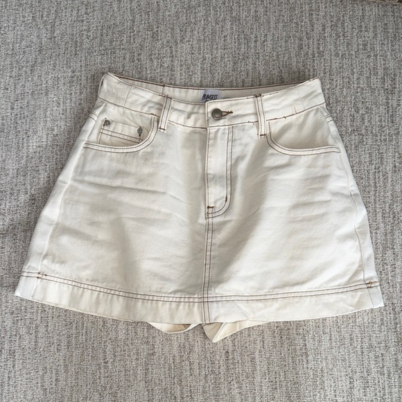 Princess Polly Cream Denim Mini Skort - Picture 7 of 11